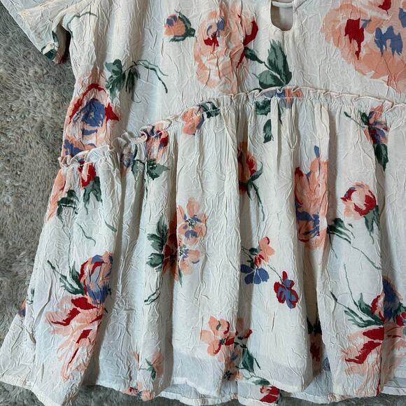 Lucky Brand Floral Flutter Sleeve Babydoll Flowy Top Blouse S Small - Picture 5 of 10